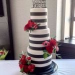 Black & White theme wedding cake with topper