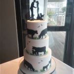 Farmer themed sillouete wedding cake
